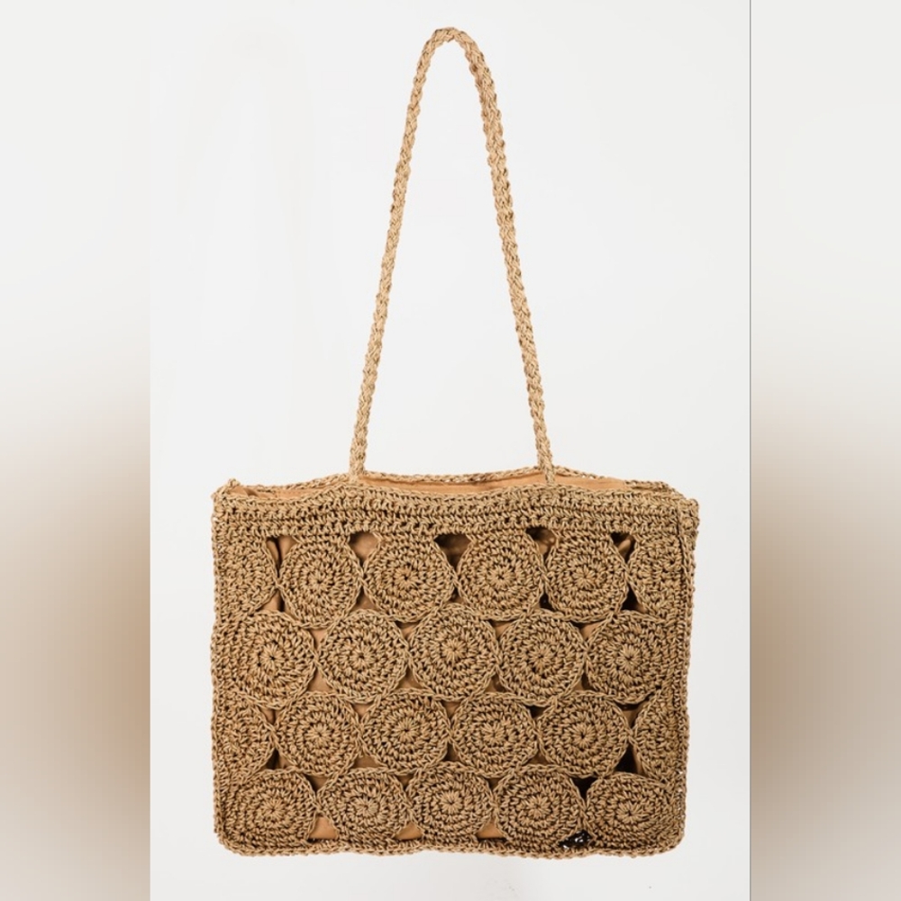 Elegant Tan Crochet Tote Bag